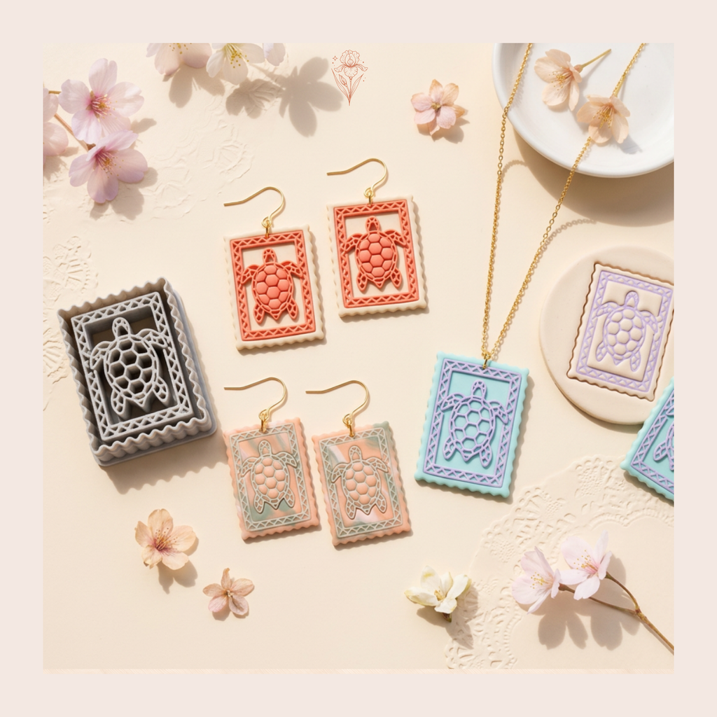 Sea Turtle Postage Stamp Polymer Clay Cutter 30–50mm | Ocean Earring Cutter | IrisCrafts7