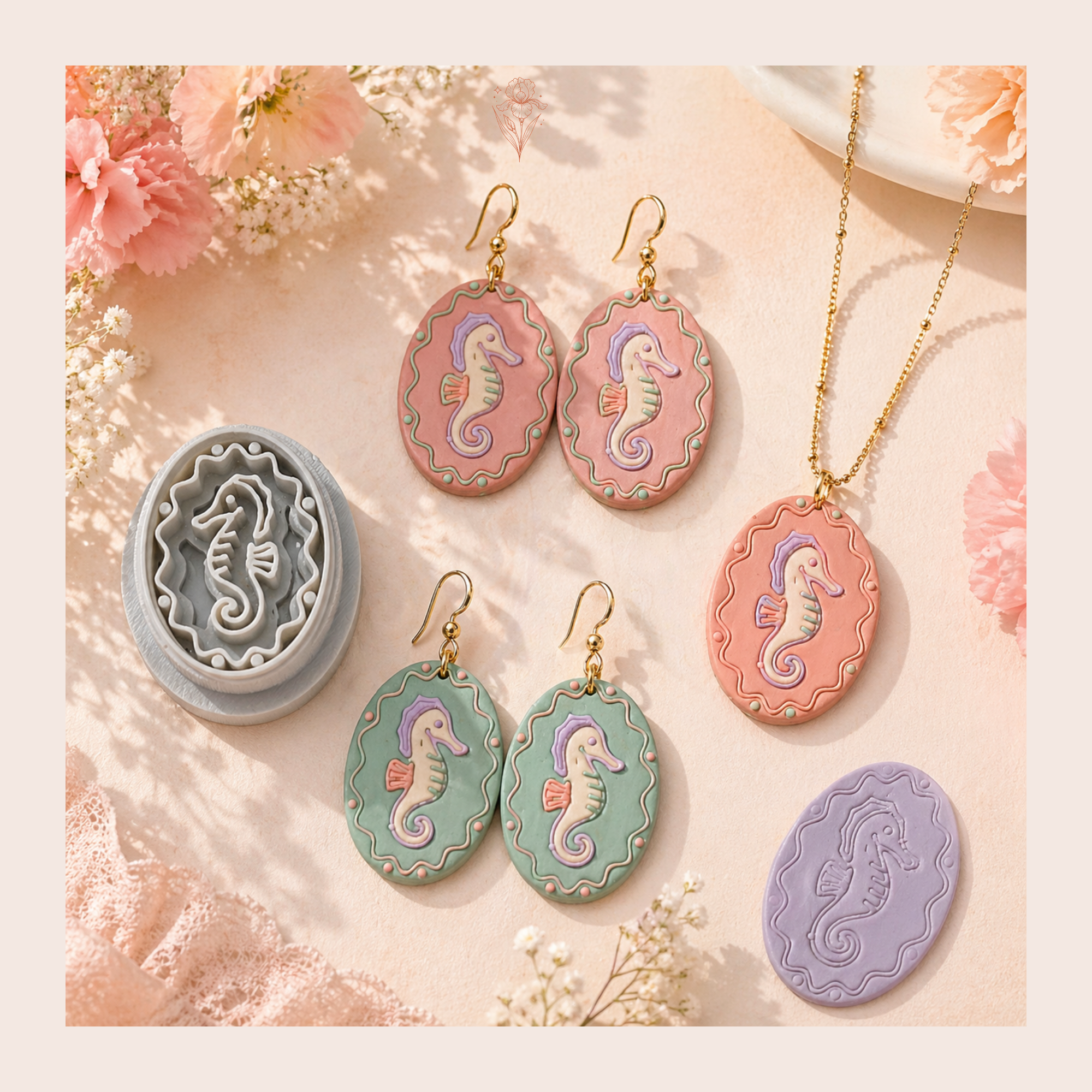 Seahorse Stamp Polymer Clay Cutter 20–45mm | Ocean Earring Cutter | IrisCrafts7