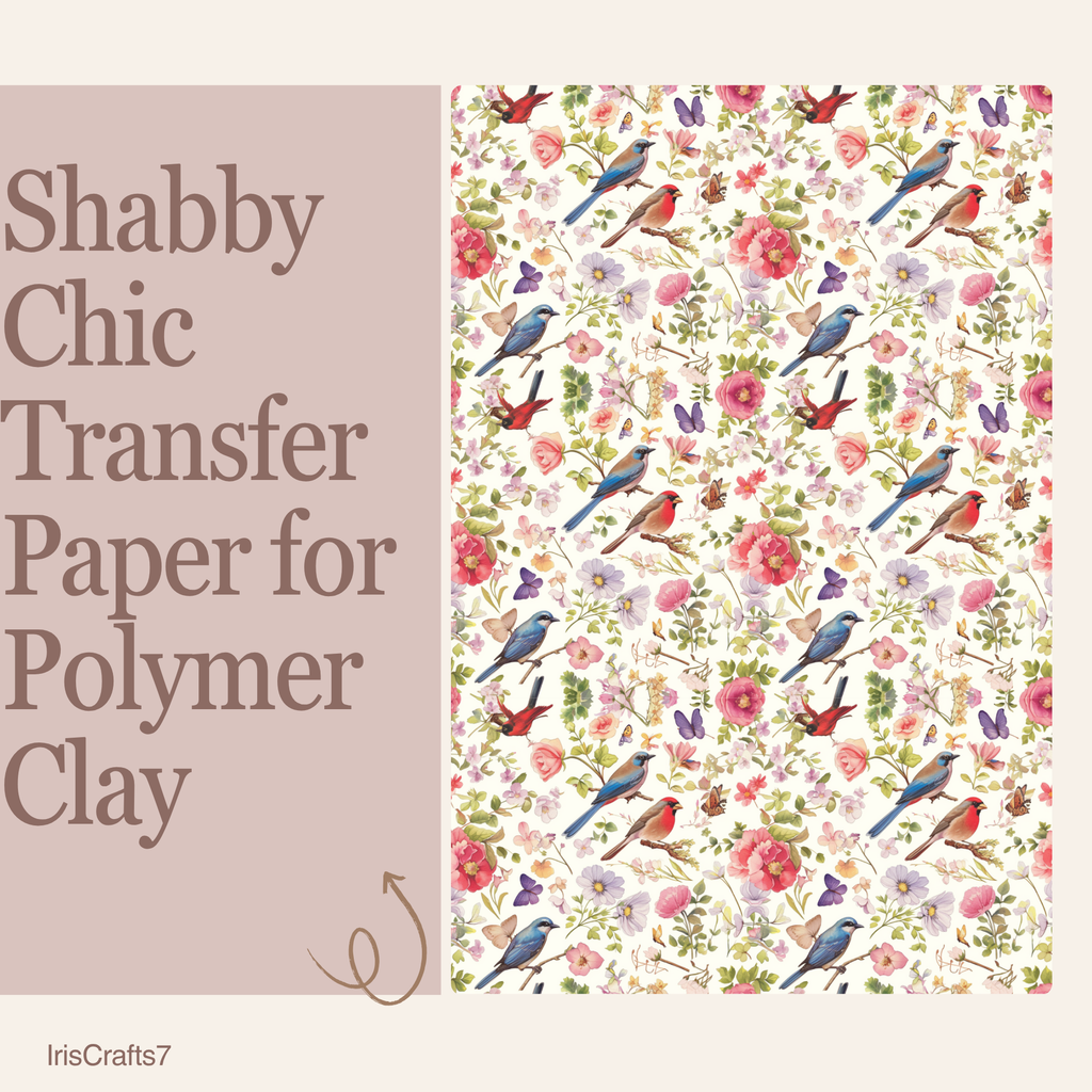 Shabby Chic Transfer Paper for Polymer Clay 150x100mm | Vintage Clay Transfer | IrisCrafts7