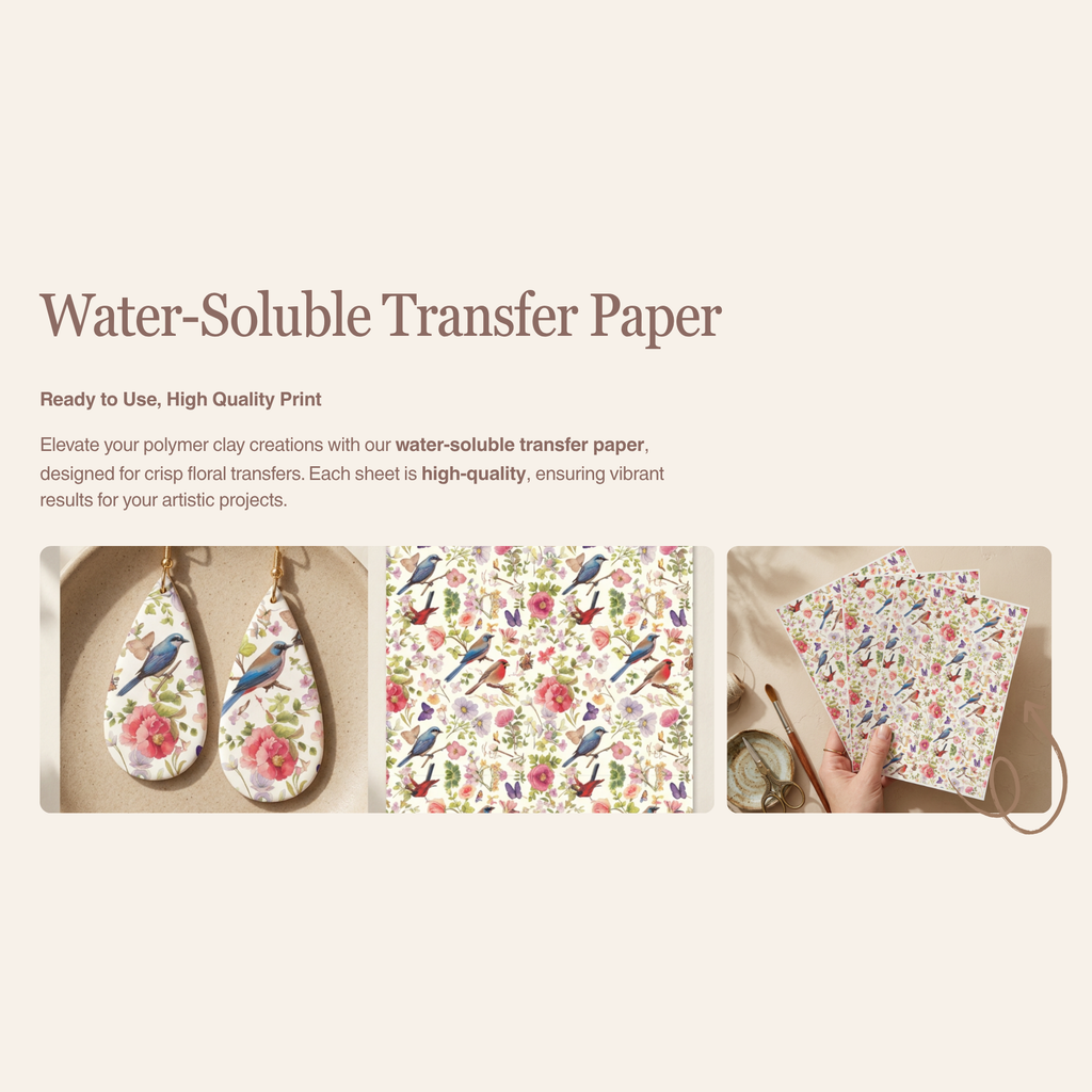 Shabby Chic Transfer Paper for Polymer Clay 150x100mm | Vintage Clay Transfer | IrisCrafts7