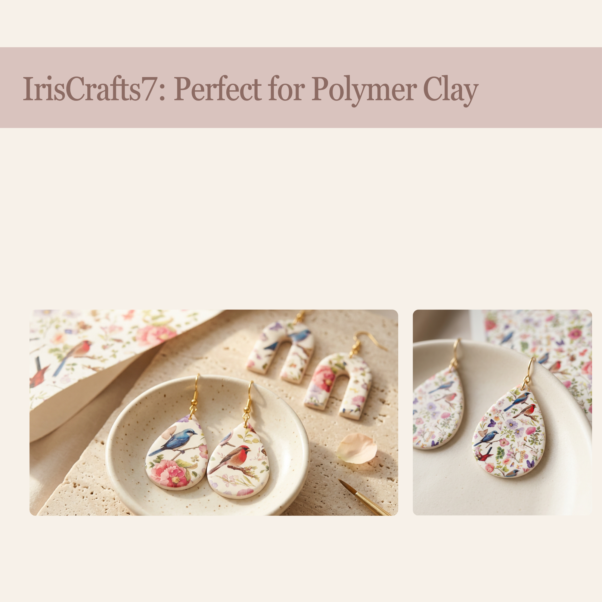 Shabby Chic Transfer Paper for Polymer Clay 150x100mm | Vintage Clay Transfer | IrisCrafts7