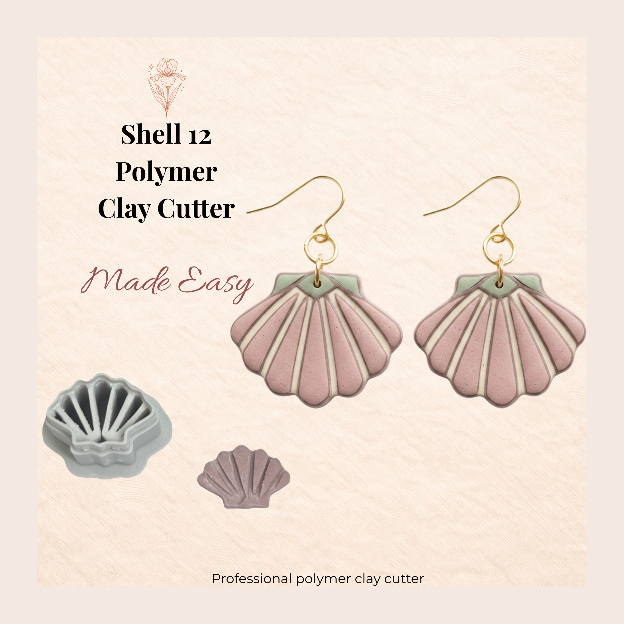 Shell 12 Polymer Clay Cutter 15–45mm | Ocean Earring Cutter | IrisCrafts7