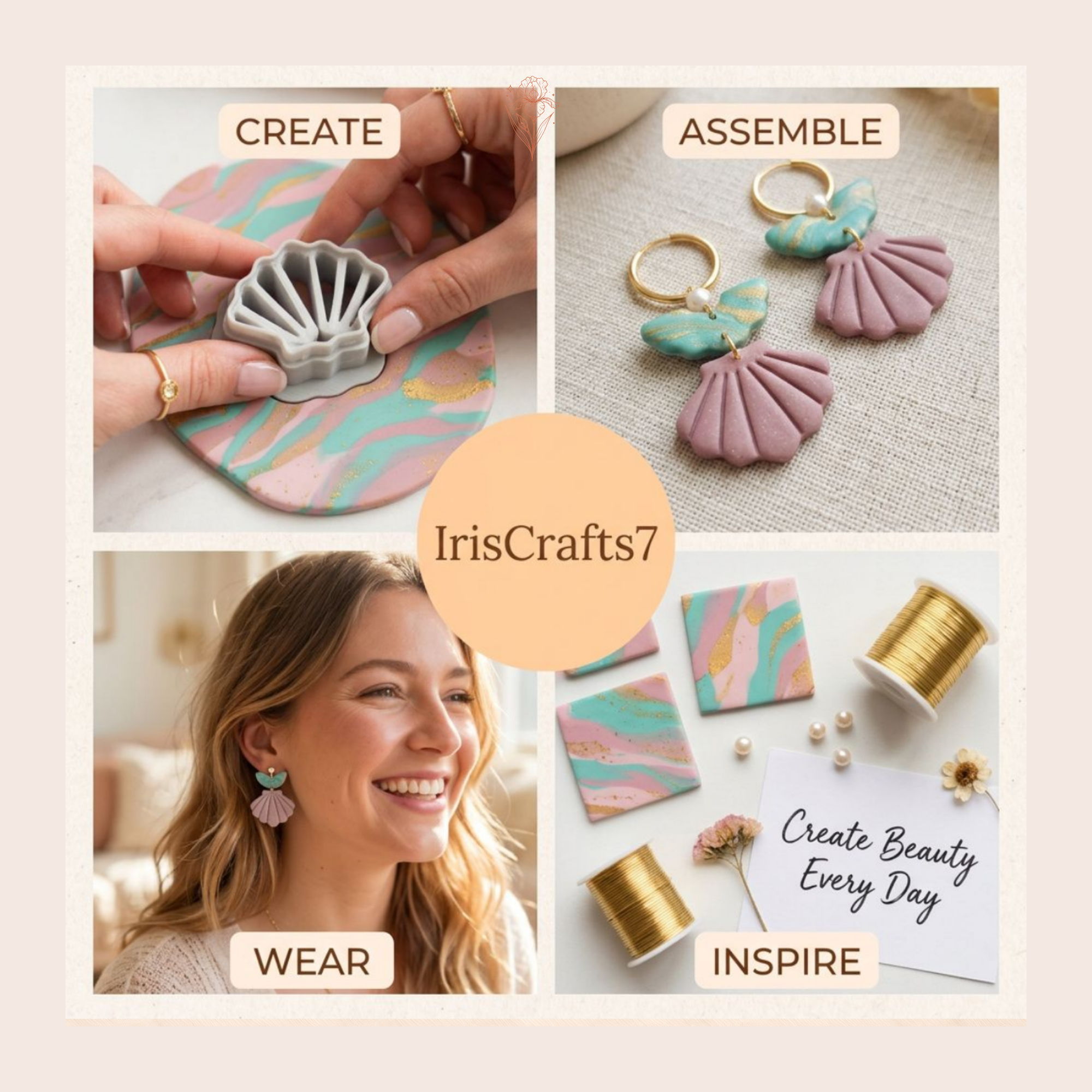 Shell 12 Polymer Clay Cutter 15–45mm | Ocean Earring Cutter | IrisCrafts7