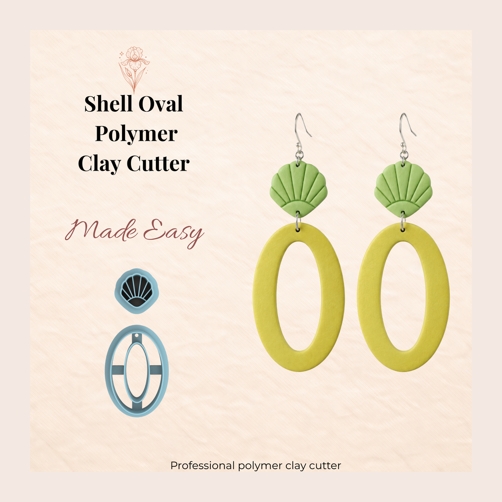 Shell Oval Polymer Clay Cutter | 35–55mm | Shell Oval Shape Clay Cutter | Earring Jewellery Making Tool