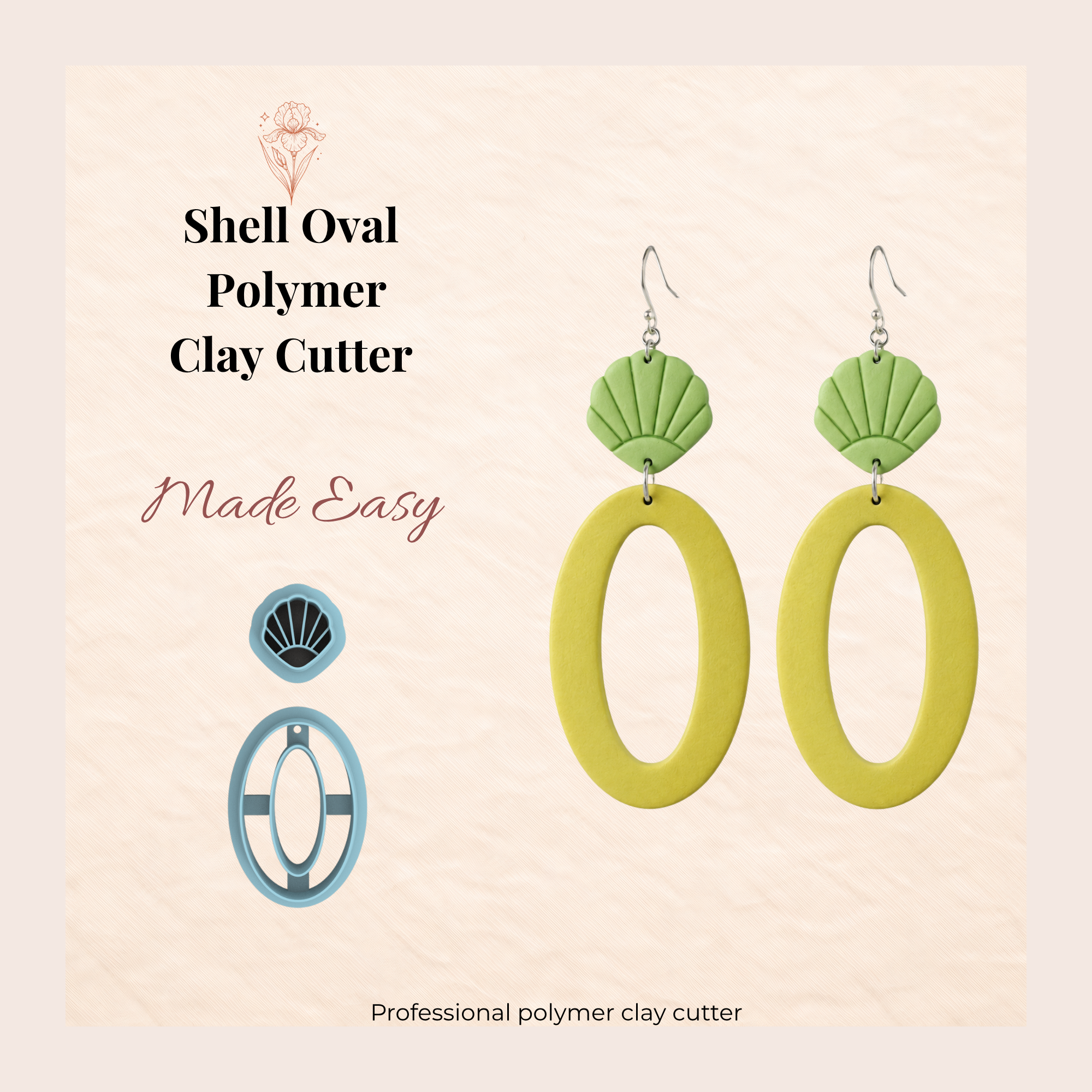 Shell Oval Polymer Clay Cutter | 35–55mm | Shell Oval Shape Clay Cutter | Earring Jewellery Making Tool