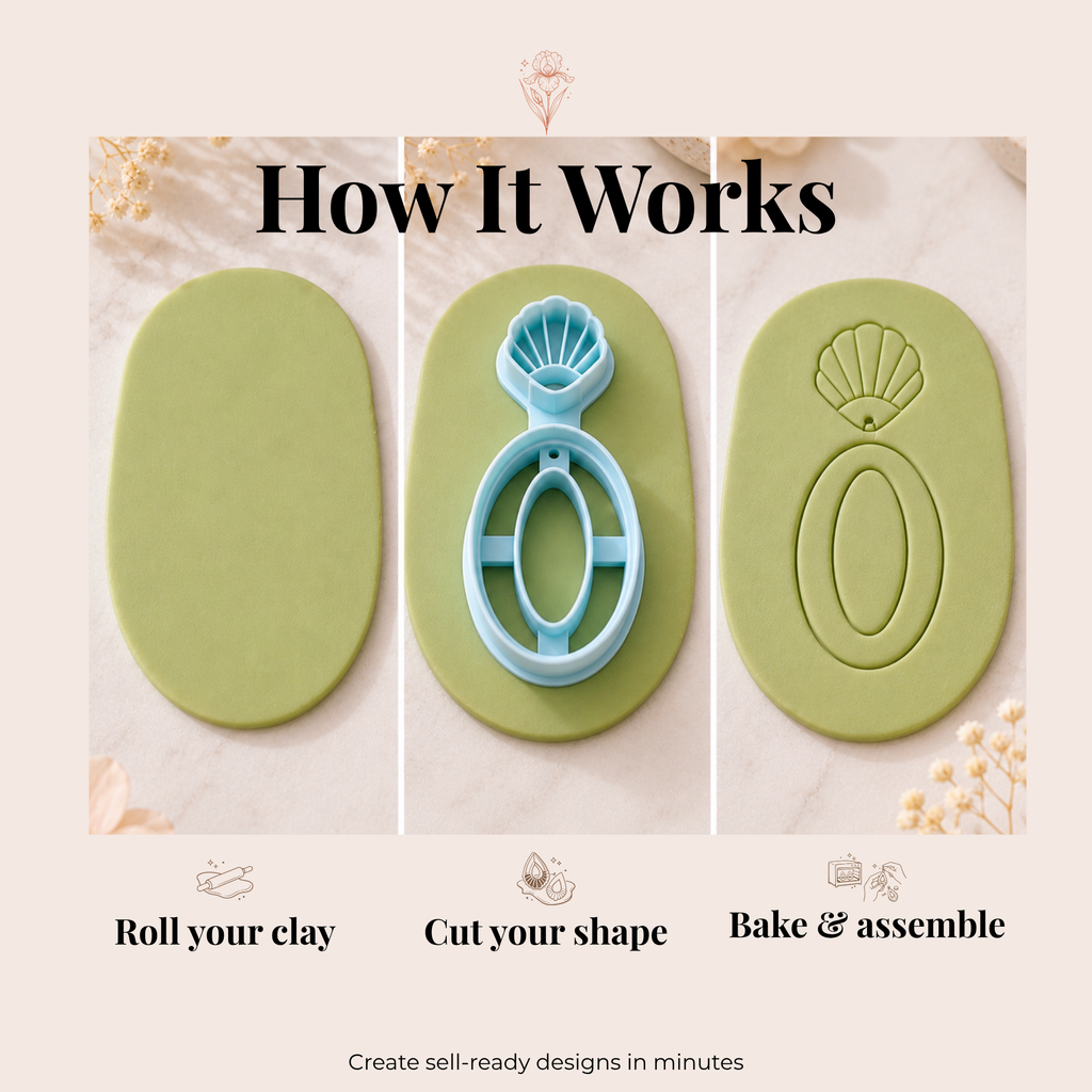 Shell Oval Polymer Clay Cutter | 35–55mm | Shell Oval Shape Clay Cutter | Earring Jewellery Making Tool