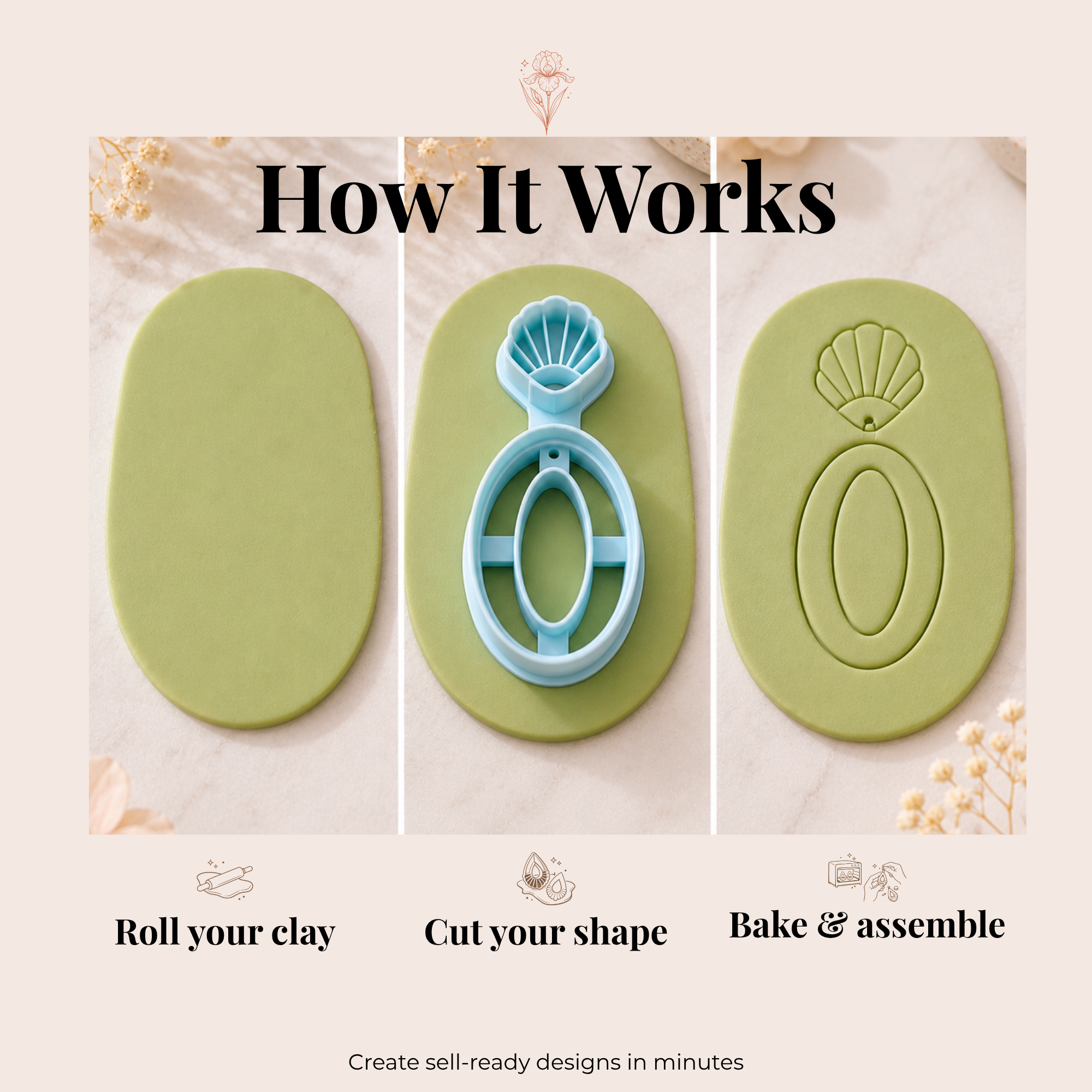 Shell Oval Polymer Clay Cutter | 35–55mm | Shell Oval Shape Clay Cutter | Earring Jewellery Making Tool