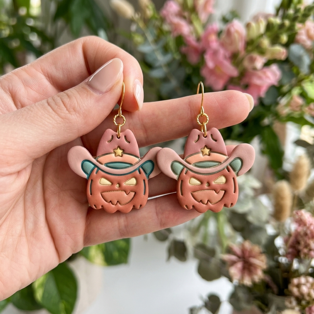 Sheriff Pumpkin Polymer Clay Cutter | Halloween Western Earring Tool