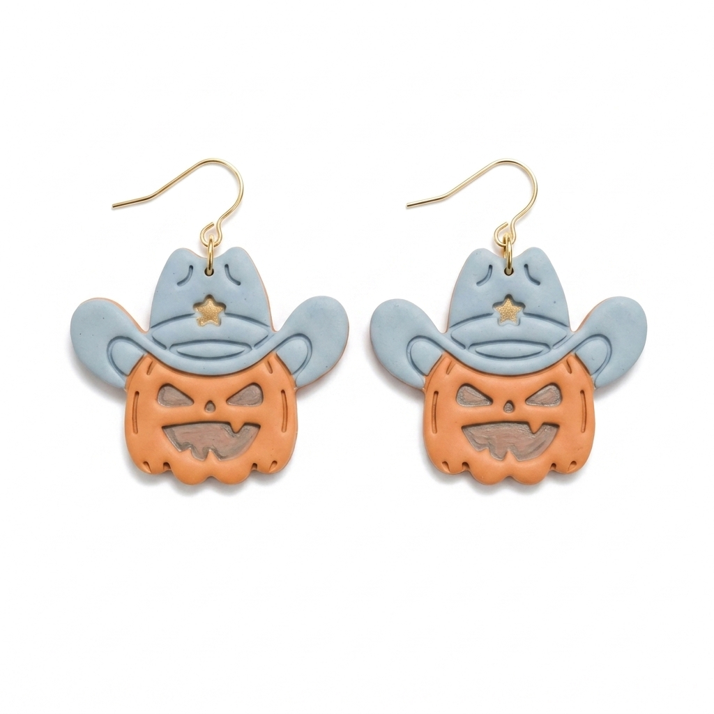 Sheriff Pumpkin Polymer Clay Cutter | Halloween Western Earring Tool