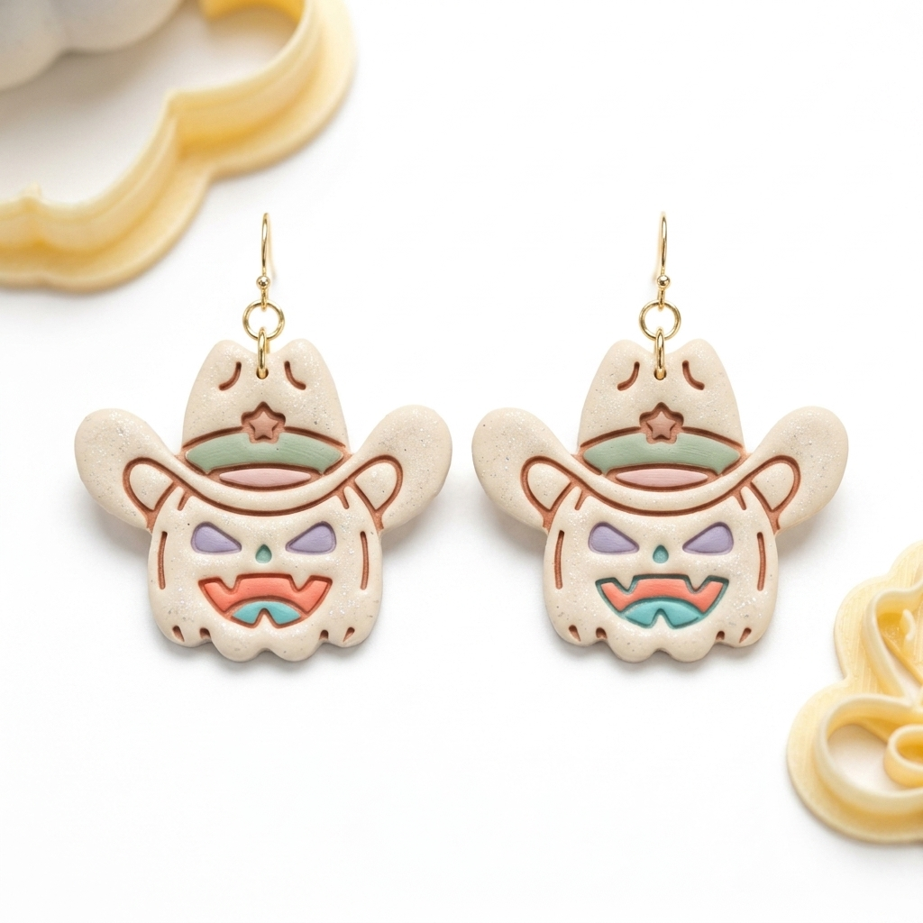 Sheriff Pumpkin Polymer Clay Cutter | Halloween Western Earring Tool