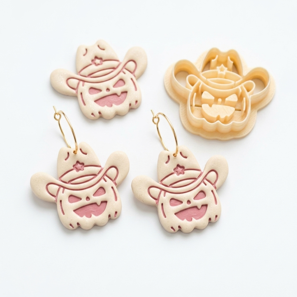 Sheriff Pumpkin Polymer Clay Cutter | Halloween Western Earring Tool
