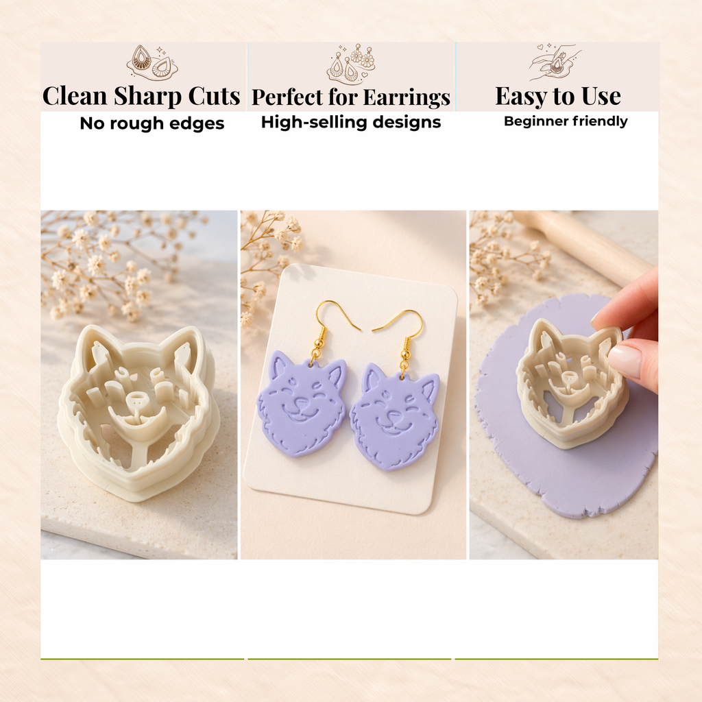 Shiba Inu Polymer Clay Cutter 25-45mm | Dog Jewellery Making | IrisCrafts7