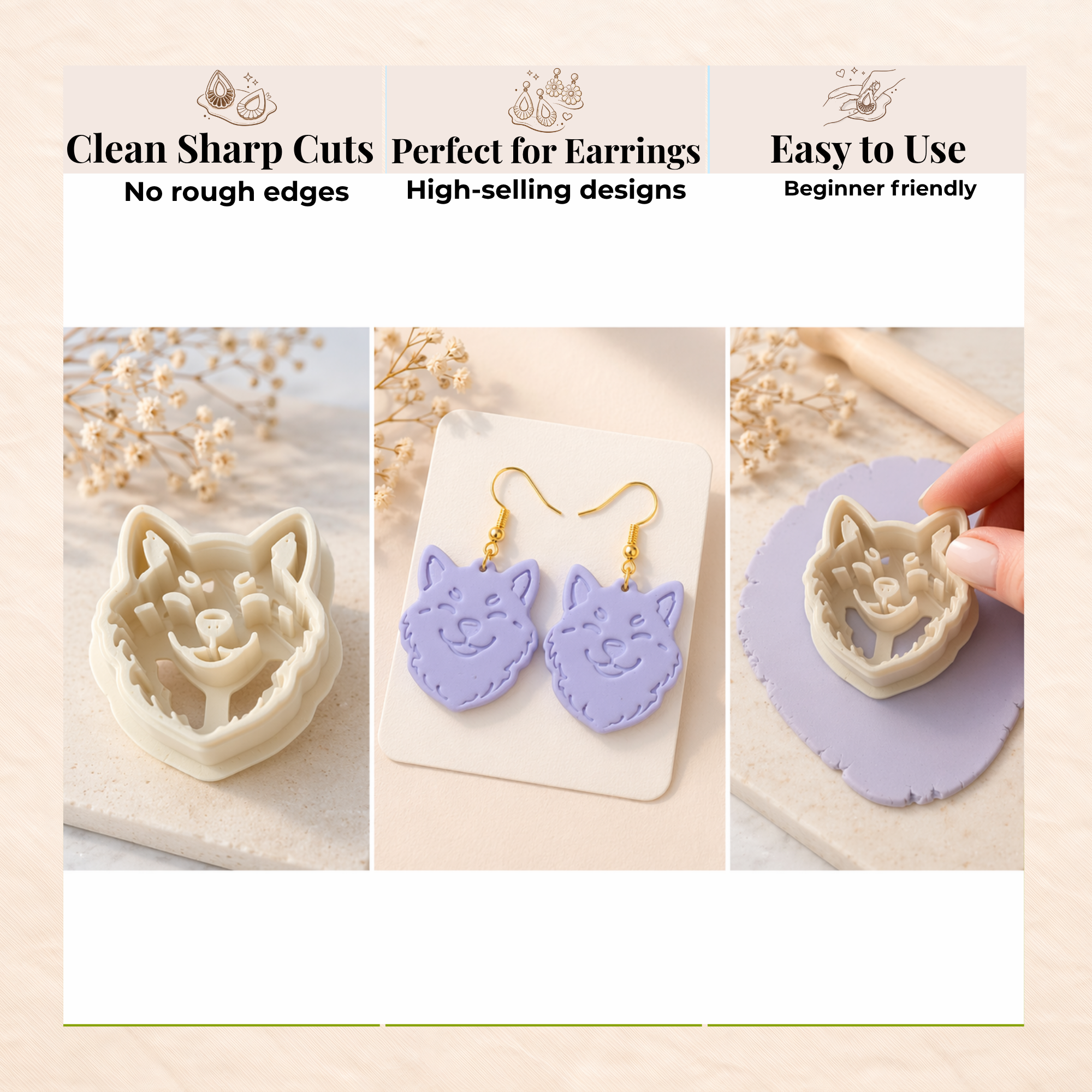 Shiba Inu Polymer Clay Cutter 25-45mm | Dog Jewellery Making | IrisCrafts7