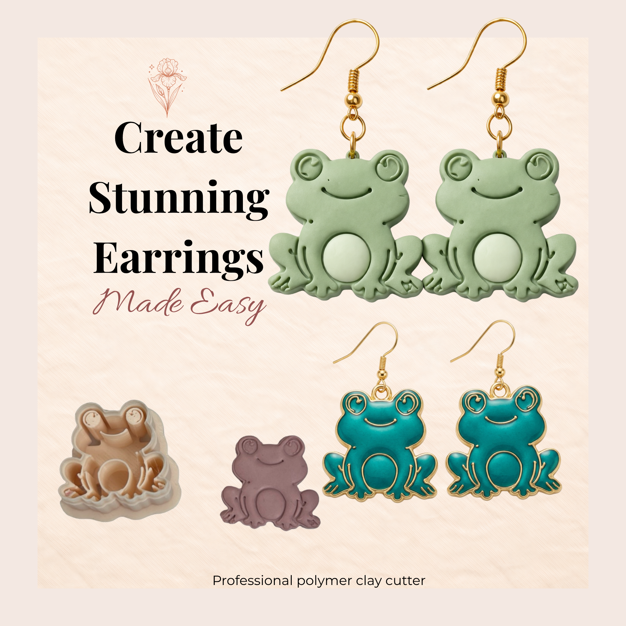 Sitting Frog Polymer Clay Cutter | Animal Shape Clay Tool Jewellery Making | IrisCrafts7