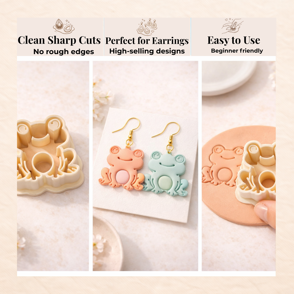 Sitting Frog Polymer Clay Cutter | Animal Shape Clay Tool Jewellery Making | IrisCrafts7