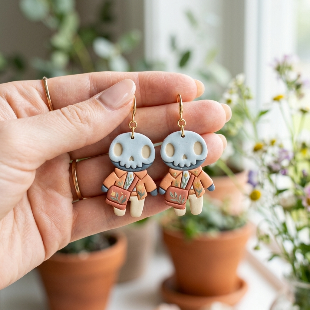 Skeleton Character Polymer Clay Cutter | Halloween Earring Tool