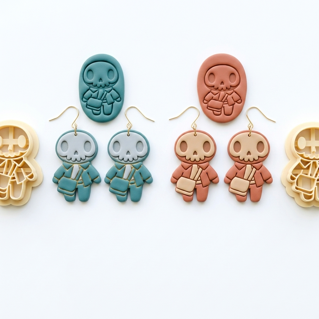 Skeleton Character Polymer Clay Cutter | Halloween Earring Tool