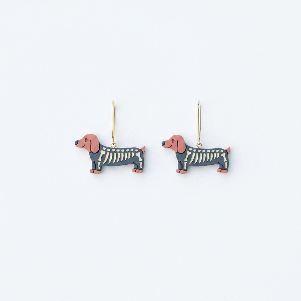 Skeleton Dachshund Polymer Clay Cutter | Halloween Dog Earring Tool