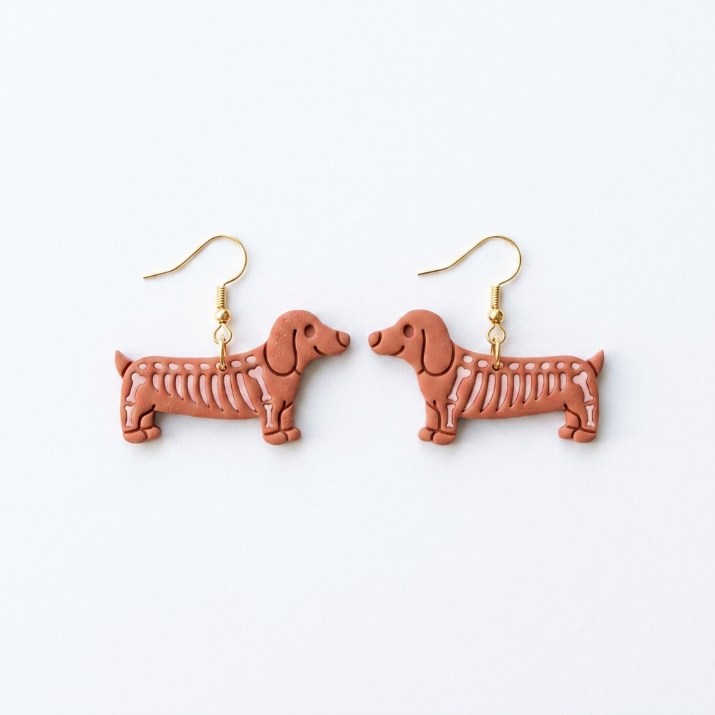 Skeleton Dachshund Polymer Clay Cutter | Halloween Dog Earring Tool