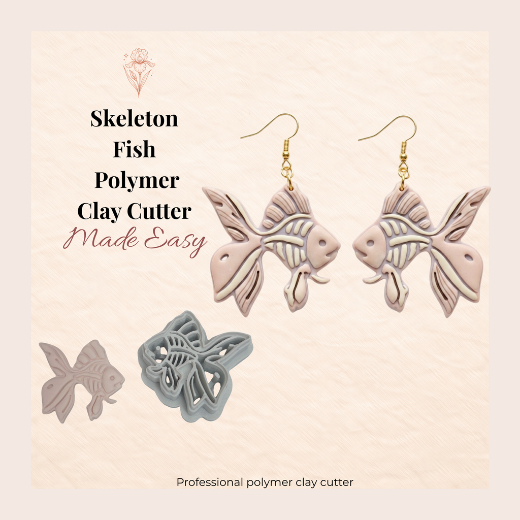 Skeleton Fish Polymer Clay Cutter 25–45mm | Gothic Earring Cutter | IrisCrafts7