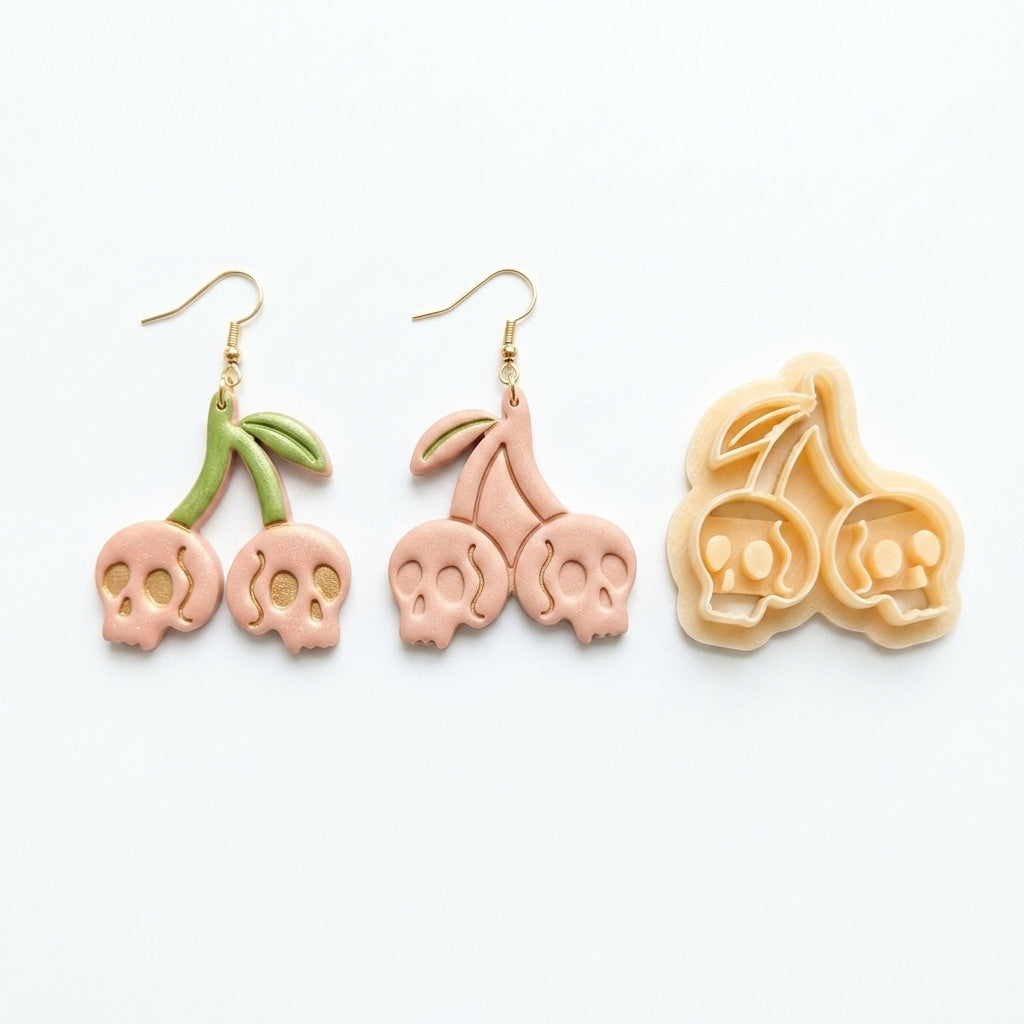 Skulls on a Branch Polymer Clay Cutter | Gothic Halloween Earring Tool