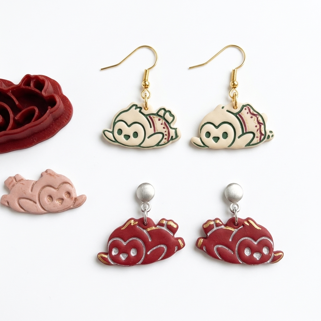 Sliding Penguin Polymer Clay Cutter | Cute Winter Earring Tool