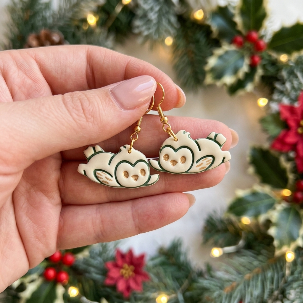 Sliding Penguin Polymer Clay Cutter | Cute Winter Earring Tool