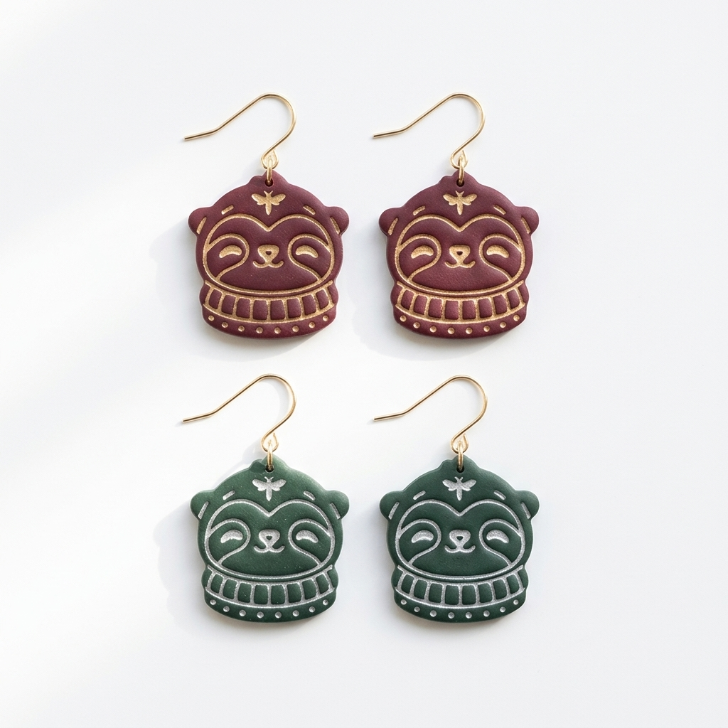 Sloth in Christmas Sweater Polymer Clay Cutter | Festive Earring Tool
