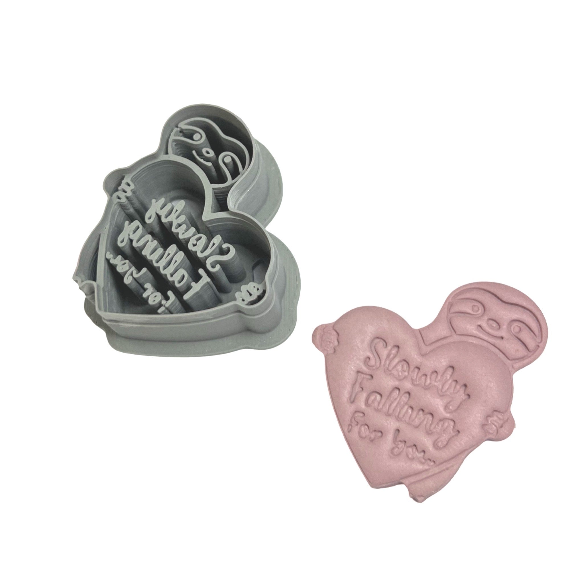 Sloth with Heart Message Polymer Clay Cutter for Earrings