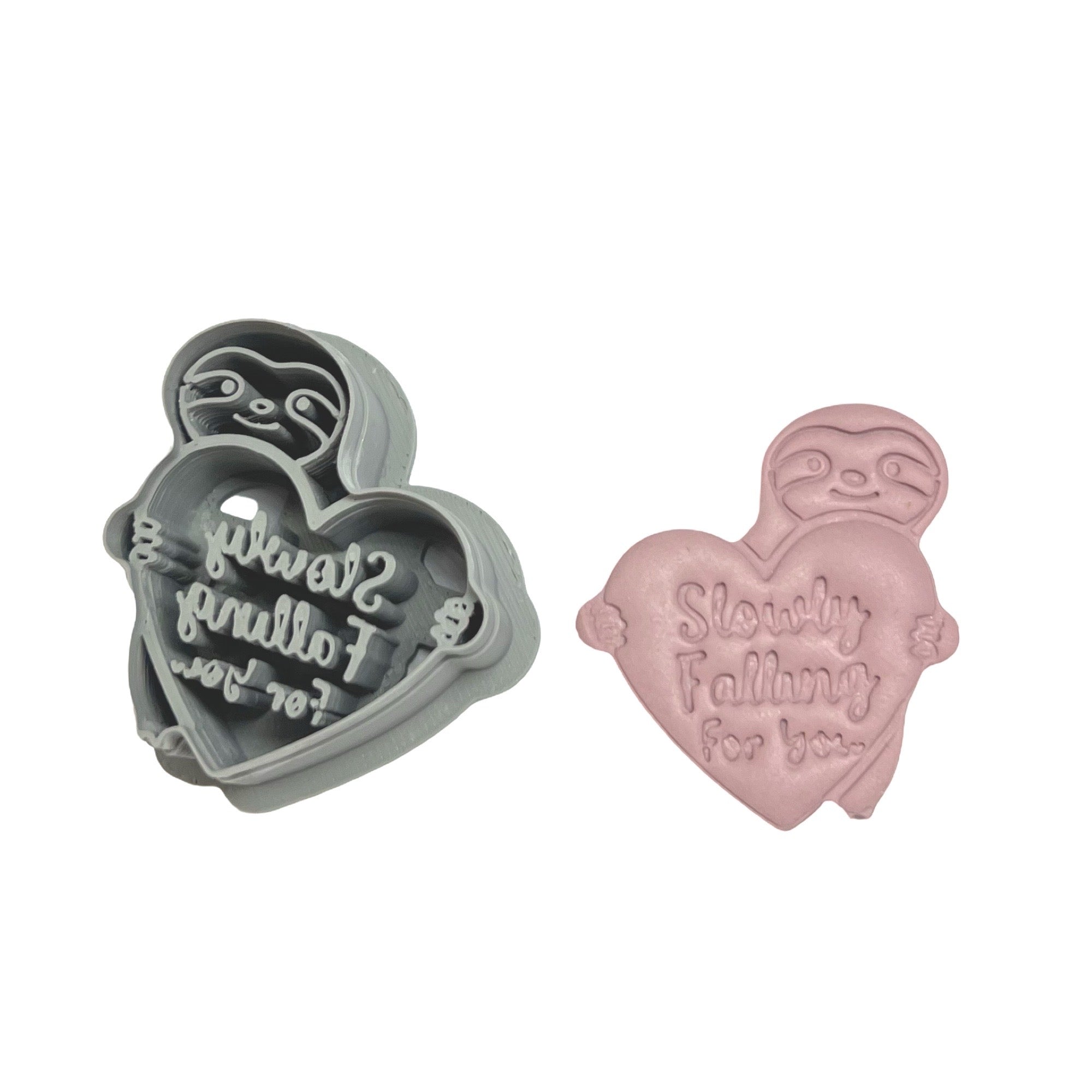 Sloth with Heart Message Polymer Clay Cutter for Earrings
