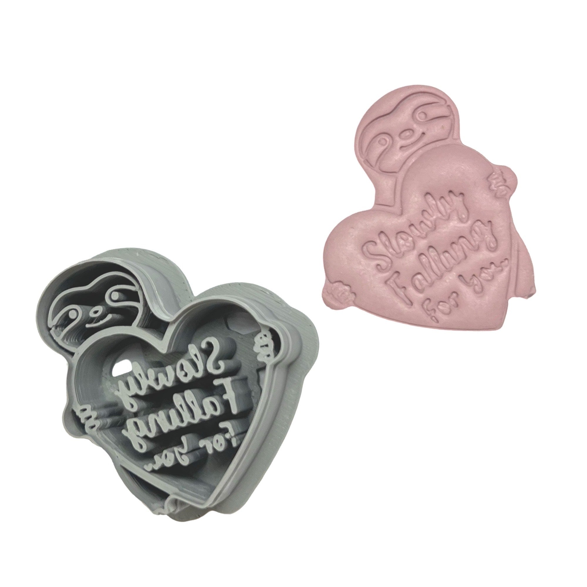 Sloth with Heart Message Polymer Clay Cutter for Earrings