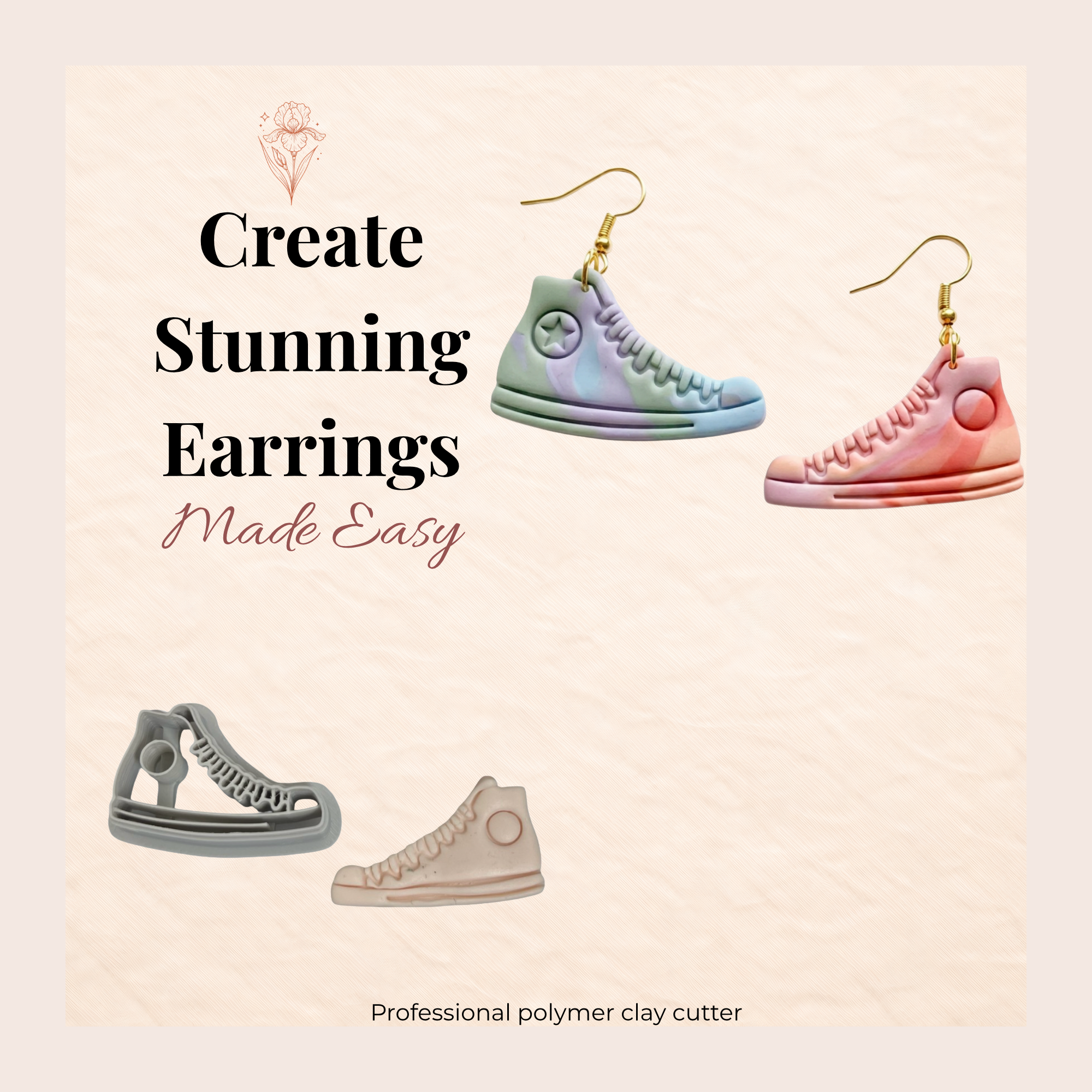Sneakers Polymer Clay Cutter Set | 3D Printed Trainer Clay Earring Cutter | Mirror Sneaker Clay Tool | Streetwear Jewellery Making