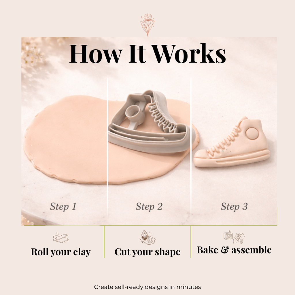 Sneakers Polymer Clay Cutter Set | 3D Printed Trainer Clay Earring Cutter | Mirror Sneaker Clay Tool | Streetwear Jewellery Making