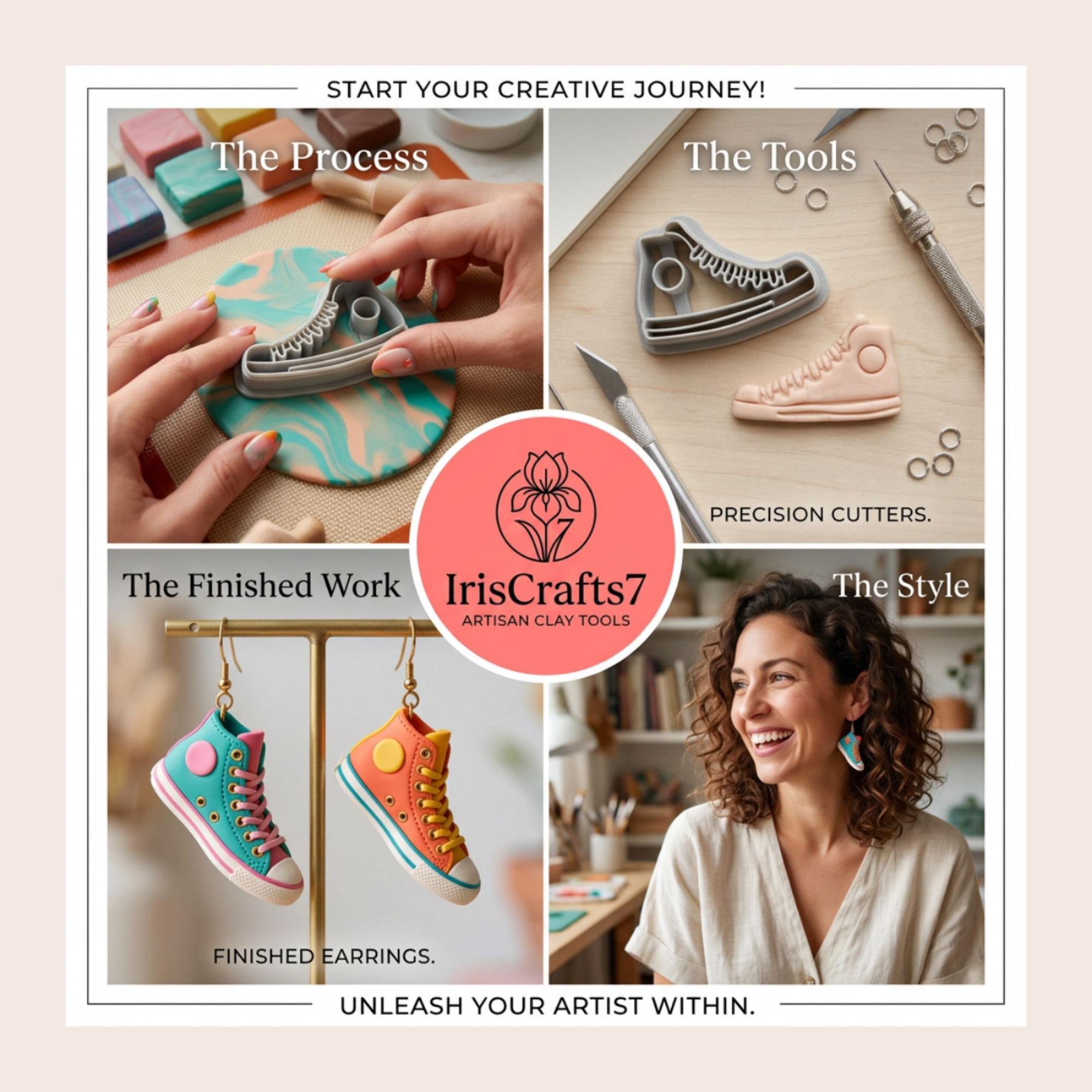Sneakers Polymer Clay Cutter Set | 3D Printed Trainer Clay Earring Cutter | Mirror Sneaker Clay Tool | Streetwear Jewellery Making