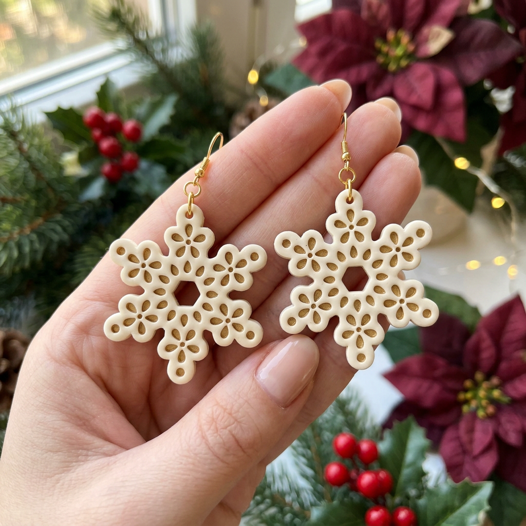 Snow Petal Polymer Clay Cutter | Winter Floral Earring Tool