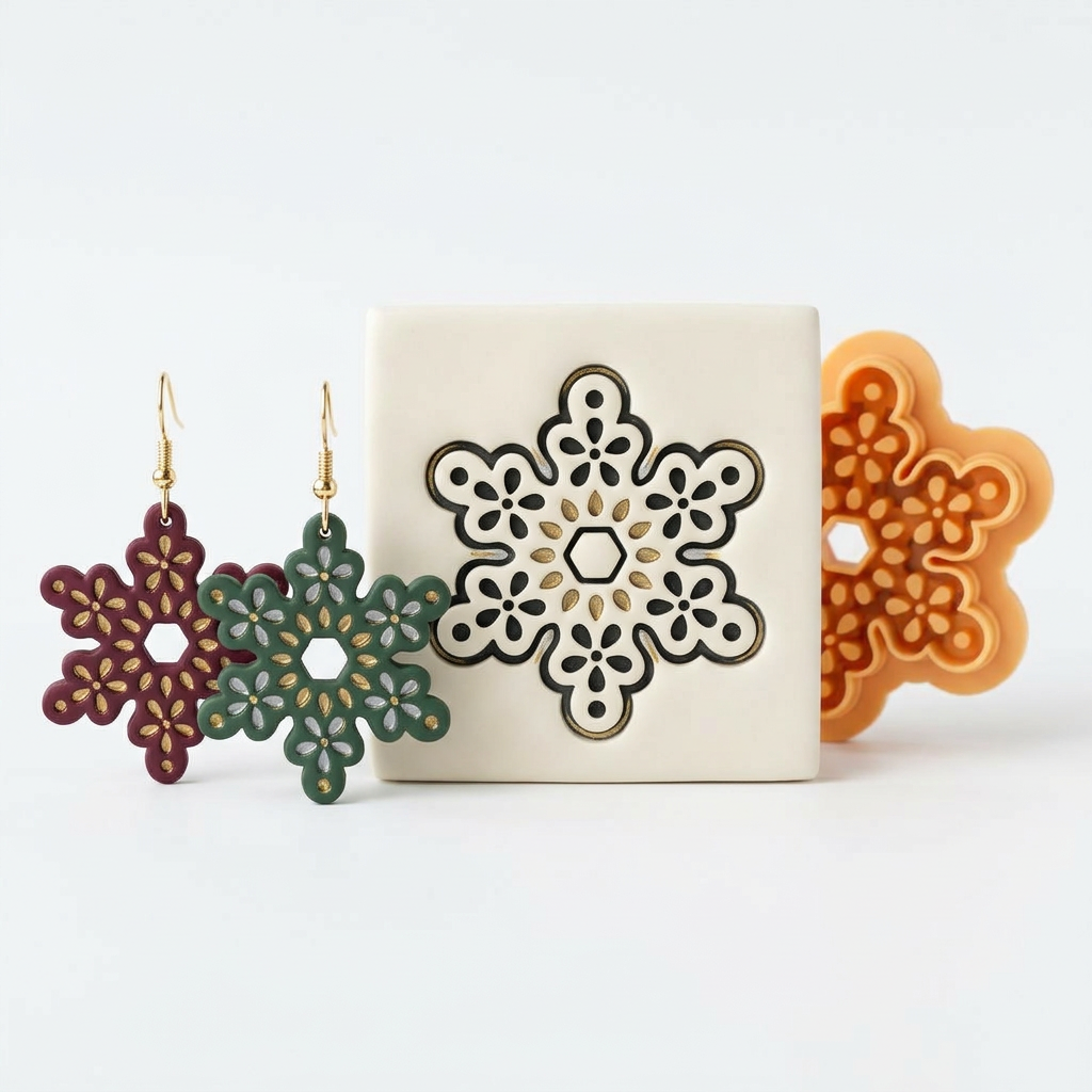 Snow Petal Polymer Clay Cutter | Winter Floral Earring Tool
