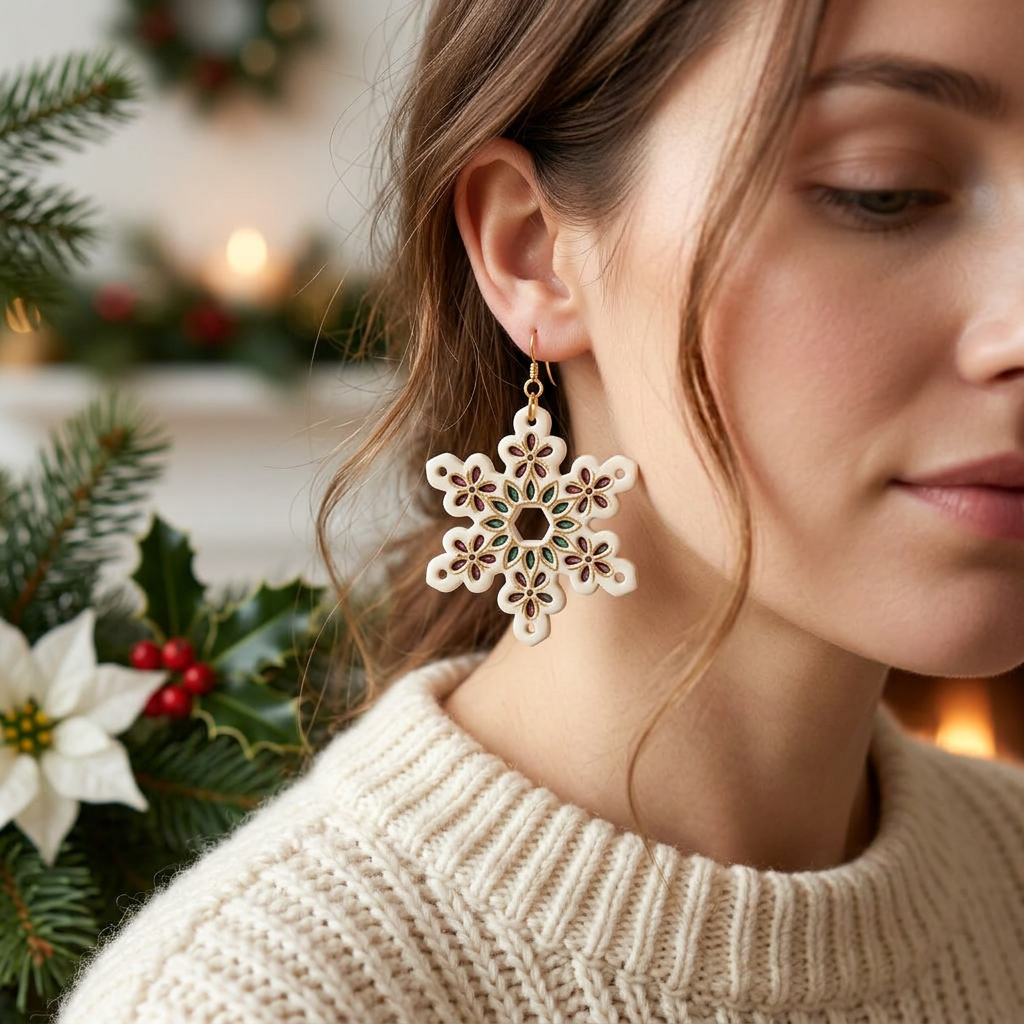 Snow Petal Polymer Clay Cutter | Winter Floral Earring Tool