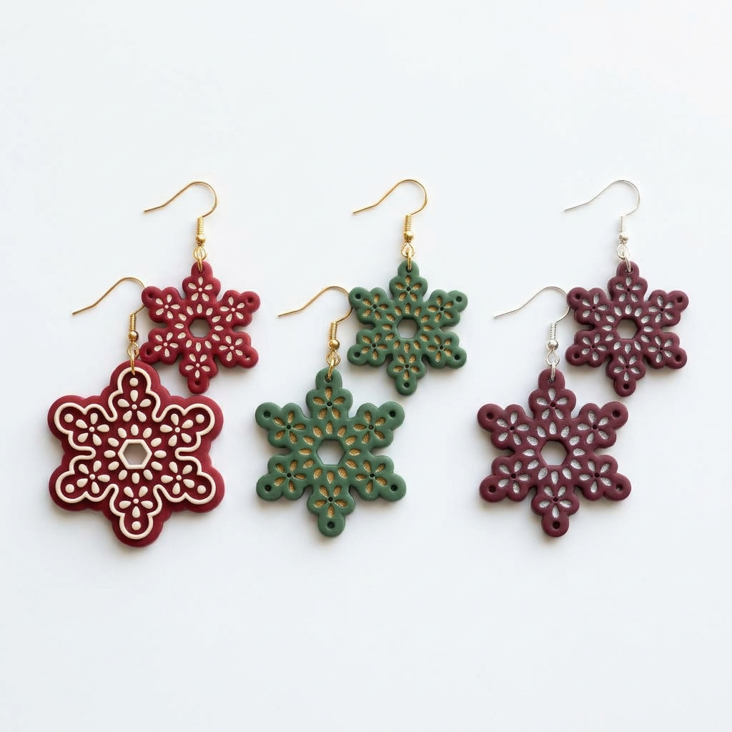 Snow Petal Polymer Clay Cutter | Winter Floral Earring Tool