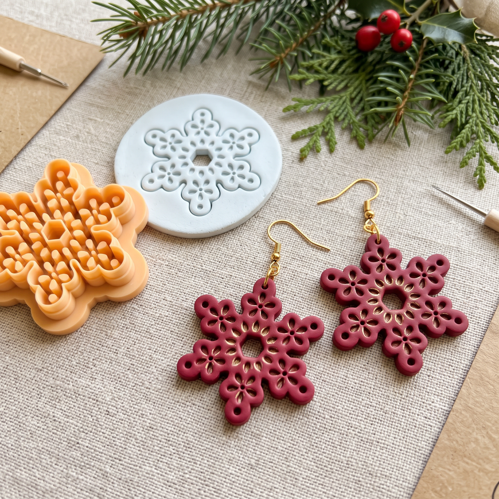 Snow Petal Polymer Clay Cutter | Winter Floral Earring Tool