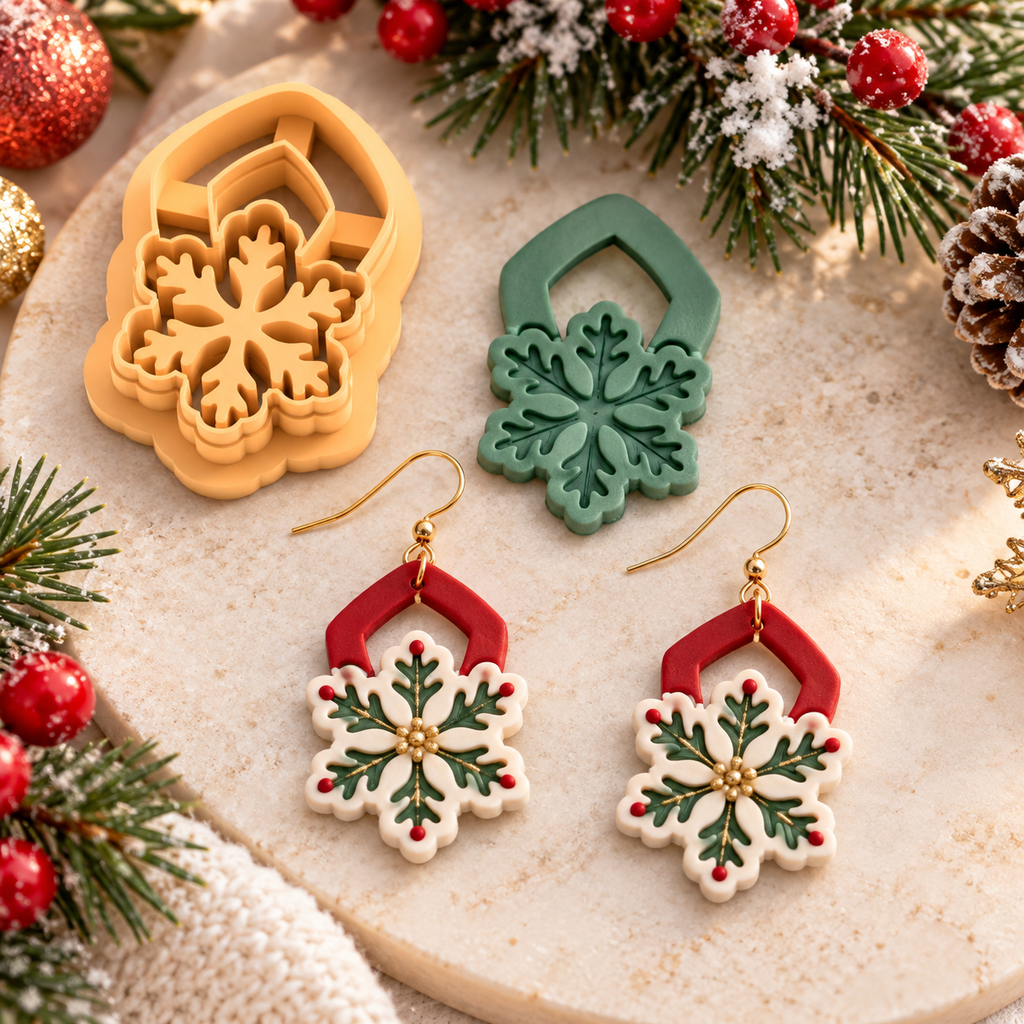 Snowflake Earring 1 Polymer Clay Cutter | Winter Earring Tool