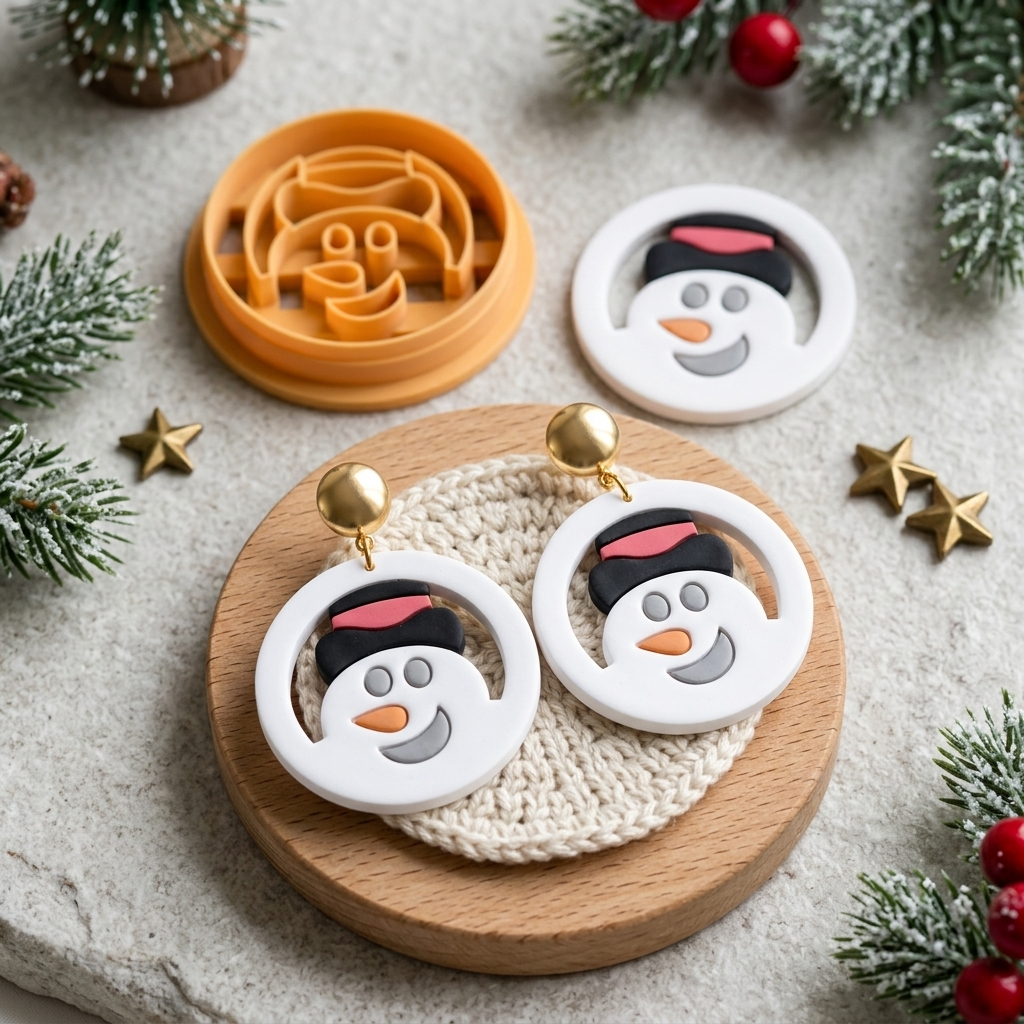 Snowman Ball Christmas Toy Polymer Clay Cutter | Festive Earring Tool