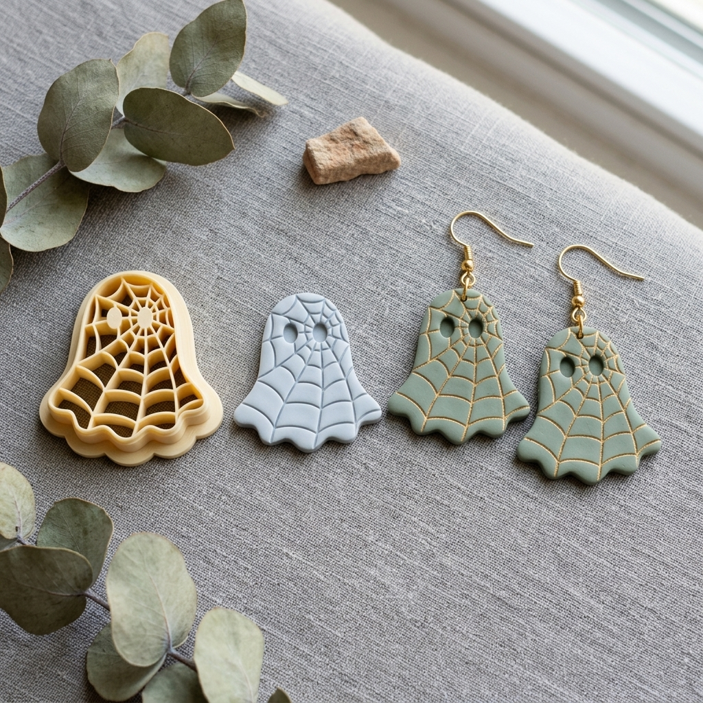 Spiderweb Ghost Polymer Clay Cutter | Cute Halloween Earring Tool