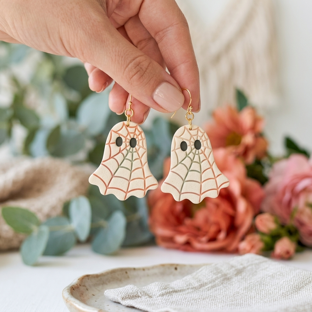 Spiderweb Ghost Polymer Clay Cutter | Cute Halloween Earring Tool