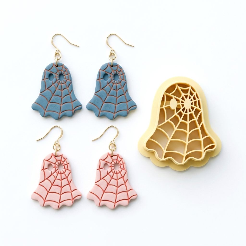 Spiderweb Ghost Polymer Clay Cutter | Cute Halloween Earring Tool