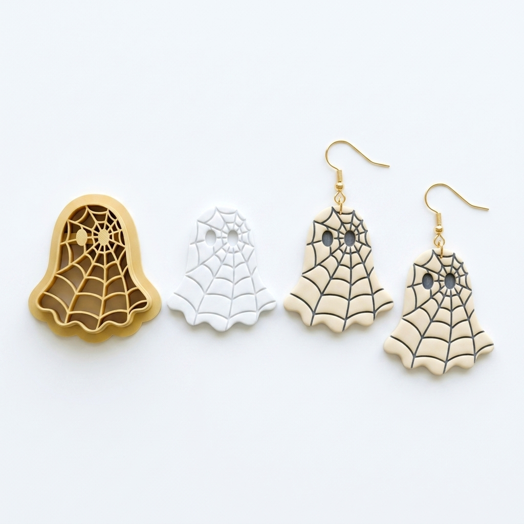 Spiderweb Ghost Polymer Clay Cutter | Cute Halloween Earring Tool