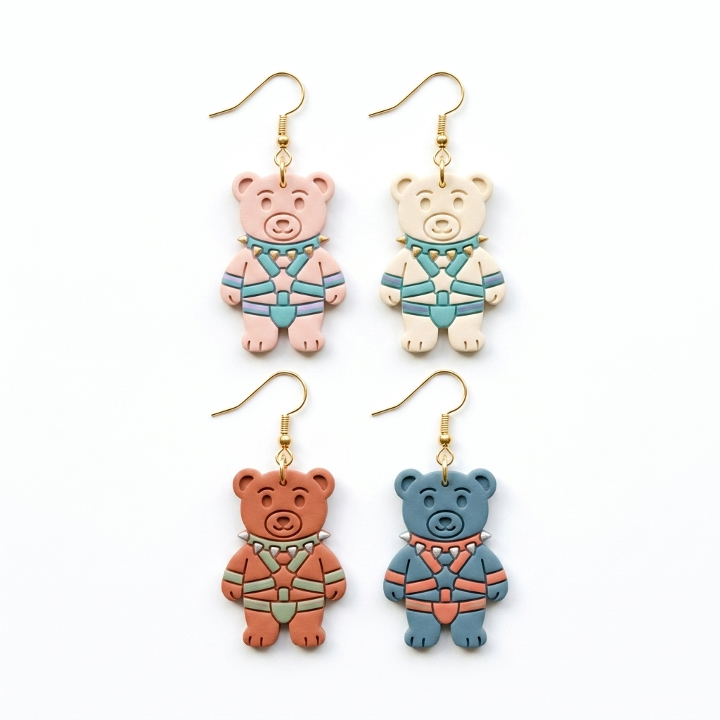 Spiked Collar Bear Polymer Clay Cutter | Edgy Cute Earring Tool