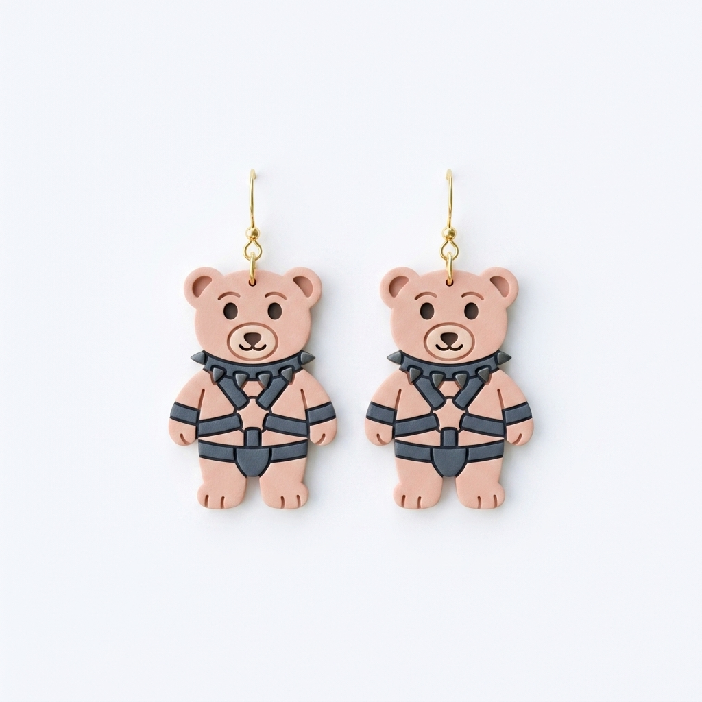 Spiked Collar Bear Polymer Clay Cutter | Edgy Cute Earring Tool