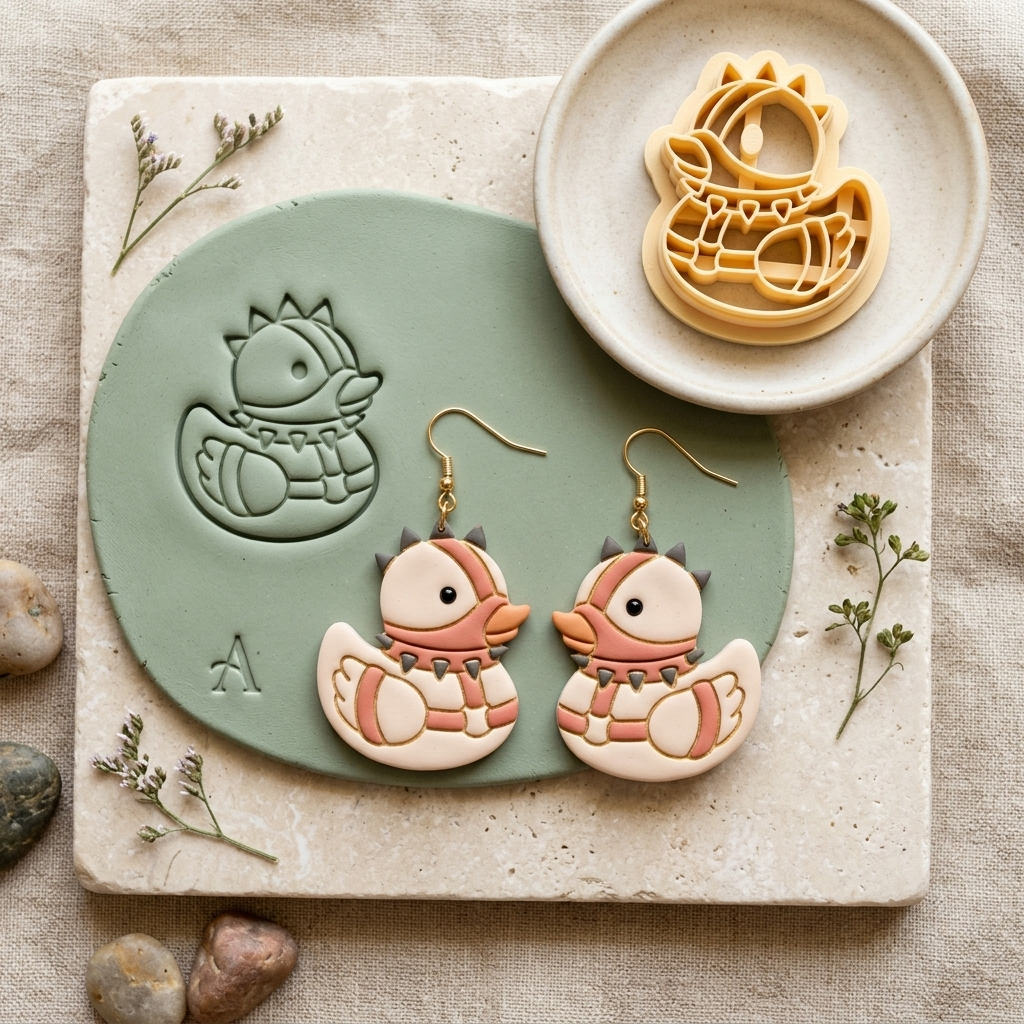 Spiked Collar Duck Polymer Clay Cutter | Edgy Cute Earring Tool