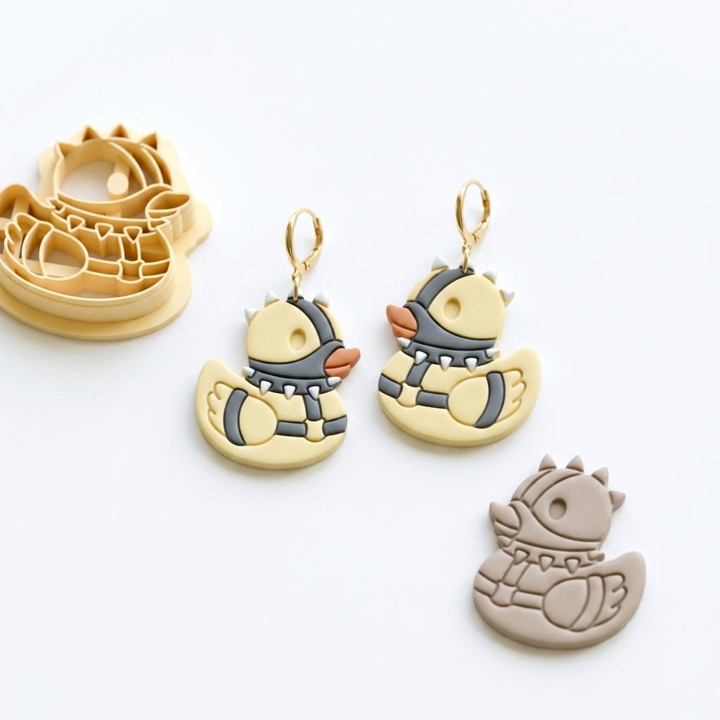 Spiked Collar Duck Polymer Clay Cutter | Edgy Cute Earring Tool