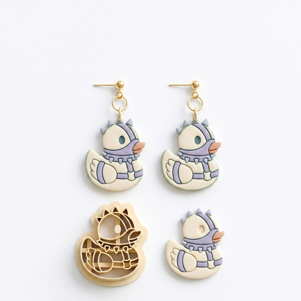 Spiked Collar Duck Polymer Clay Cutter | Edgy Cute Earring Tool